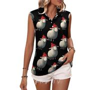 Canotte da Donna Senza Maniche con Colletto e Simpatiche pecorelle con Cappello Rosso, Polo da Golf estive Casual.