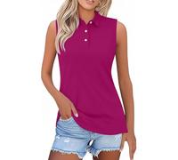 Canotte da donna, senza maniche, estive, casual, alla moda, con bottoni, con risvolto, morbida, traspirante, per sport, yoga, golf, polo da donna, vino, S