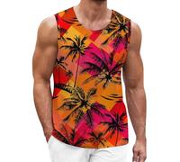 Canotte da uomo anti-umidità con grafica stampata leggera estiva casual vestibilità ampia festa streetwear vacanza gilet classico sci canotta, Arancione, 3XL