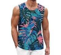 Canotte da uomo anti-umidità con grafica stampata leggera estiva casual vestibilità ampia festa streetwear vacanza gilet classico sci canotta, Blu scuro, 3XL