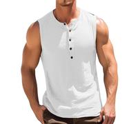 Canotte da uomo Canotta da corsa senza maniche vestibilità ampia estiva basic top classica tinta unita tinta unita ad asciugatura rapida sport palestra spaghetti strap canotta, bianco, S