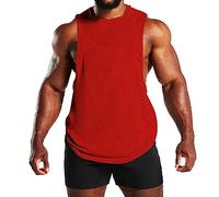 Canotte da uomo classiche gilet traspirante senza maniche leggero vestibilità ampia tinta unita atletica sport tattico allenamento palestra taglie forti canotte da uomo, Rosso, 3XL