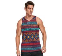 Canotte da uomo estive senza maniche top vintage motivi etnici blu gilet sportivo ad asciugatura rapida allenamento palestra top t-shirt mandala, Multi, M