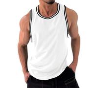 Canotte da uomo gilet da corsa senza maniche vestibilità ampia estate basic top classica tinta unita tinta unita ad asciugatura rapida sport palestra uomo canotta canottiera, bianco, M