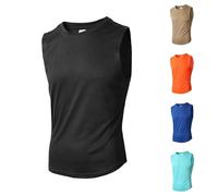 Canotte da uomo senza maniche magliette da allenamento ad asciugatura rapida gilet atletica girocollo da corsa fitness maglietta casual, Olivastro, L