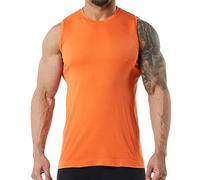 Canotte da uomo senza maniche magliette girocollo camicia allenamento fitness gilet maglietta maglietta vestibilità muscolare maglietta maglietta intima strato base, Olivastro, L
