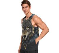 Canotte da uomo senza maniche, morbide, delicate sulla pelle, stampa personalizzata per spiaggia e vacanze, Lupo di Odino Miti Norreni Nordic, L