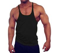 Canotte da uomo senza maniche Stringer T Shirt Y-Back Training Tshirt Bodybuilding Muscle Fit Vest Shirt Summer Gym Tees, Nero, M