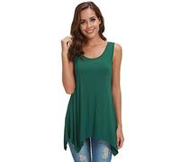 Canotte Donna T-Shirt Girocollo Estate Maglia Casual Camicetta Senza Maniche Camicia Swing Morbida Elasticizzata Maglietta Top Camicie Tee Puro Colore Tunica Allentato Sexy Plus Size Dark-Green M