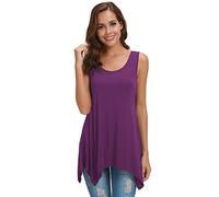 Canotte Donna T-Shirt Girocollo Estate Maglia Casual Camicetta Senza Maniche Camicia Swing Morbida Elasticizzata Maglietta Top Camicie Tee Puro Colore Tunica Allentato Sexy Plus Size Dark-Purple M