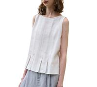 Canotte Senza Maniche In Lino da Donna, Camicie Estive, Camicette Casual N3H4