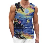 Canotte Uomo Mare Estive Canotta Spalla Larga Cotone Aderente Casual Tank Top Bodybuilding Sportive Muscolo Fantasia Maglietta Senza Maniche Elasticizzato Fitness Sport Running Spiaggia Canottiere