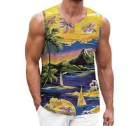 Canotte Uomo Mare Estive Canotta Spalla Larga Cotone Aderente Casual Tank Top Bodybuilding Sportive Muscolo Fantasia Maglietta Senza Maniche Elasticizzato Fitness Sport Running Spiaggia Canottiere