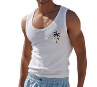Canotte Uomo Palestra Sportive Canotta Elasticizzato Spalla Larga Traspirante Girocollo Tank Top Bodybuilding Cotone Aderente Casual Maglietta Smanicata Estive Mare Gym Sport Spiaggia Canottiere