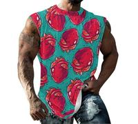 Canottiera a doppia fodera gilet hawaiano estivo casual senza maniche maglietta muscolare leggera vestibilità regolare traspirante stampata spiaggia canotta a compressione da uomo, Nero , 4XL