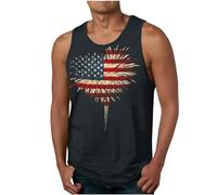 Canottiera a doppia fodera traspirante stampata grafica leggera estiva casual vestibilità ampia festa streetwear vacanza gilet classico taglie forti canotte da uomo, Blu scuro, 5XL