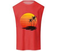 Canottiera Basket Uomo, Canottiere da estive Senza Maniche Canottiere con Grafica di Cocco Canottiere da Palestra Canotta vestibilità Regolare con Scollo Rotondo Traspirante e Confortevole(Red XXL)