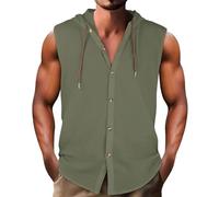 Canottiera classica a doppia fodera traspirante senza maniche leggera vestibilità ampia tinta unita atletica sportiva tattica allenamento allenamento palestra spaghetti strap canotta, Verde, XXL