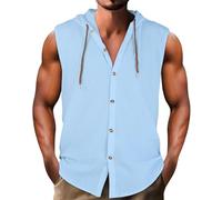 Canottiera classica a doppia fodera traspirante senza maniche leggera vestibilità ampia tinta unita atletica sportiva tattica allenamento allenamento palestra spaghetti strap canotta, Blu, XXL