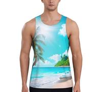 Canottiera da allenamento da uomo, ad asciugatura rapida, traspirante, da palestra, spiaggia, sport, abbigliamento casual quotidiano, Nero , L