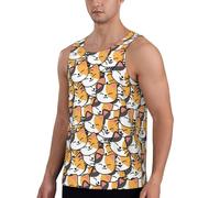 Canottiera da allenamento da uomo, con simpatico volto di gatto sorridente, ad asciugatura rapida, senza maniche, per corsa, Nero, L