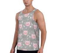 Canottiera da allenamento da uomo, con simpatico volto di maiale in stile cartone animato, ad asciugatura rapida, senza maniche, per corsa, Nero, L