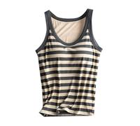 Canottiera da donna con reggiseni integrati, canotta estiva, corsa, a strisce, senza maniche, sciancrata, camicette, Camisole Athletic Casual Basic 2025, per allenamento Loose Fit Trendy, grigio., XL