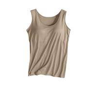 Canottiera da donna con reggiseno integrato, canotte estive in modal a girocollo, magliette per le vacanze, senza maniche, yoga, sport, casual, vestibilità larga, camicetta basic da salotto taglie