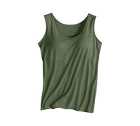 Canottiera da donna con reggiseno integrato, canotte estive in modal a girocollo, magliette per le vacanze, senza maniche, yoga, sport, casual, vestibilità larga, camicetta basic da salotto taglie