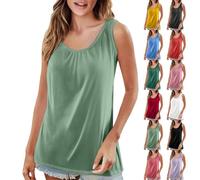 Canottiera da donna con spaghetti Camisole, senza maniche, basic, leggera, comoda, comoda, comoda, sportiva, alla moda, elegante, a maniche lunghe, taglie forti, Celeste., XXXL