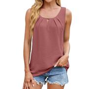 Canottiera da donna, con spalline larghe, senza maniche, per donna, scollo a V, canotta da donna, taglie forti, top da donna, Colore: rosa., XL