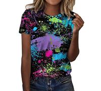 Canottiera da donna Daily Valentine's Day Print O Neck Canotta a maniche corte per allenamento casual, Nero , XXL