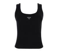 GUESS TOP DONNA CANOTTIERA CANOTTA LOGO STRASS CORTA MAGLIA STRETCH W3YP68KA0H1