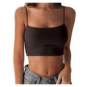 Canottiera da donna in raso, scollo quadrato, schiena scoperta, con spalline sottili, elasticizzata, casual, tinta unita, morbida, confortevole, leggera, traspirante, sportiva, biancheria intima