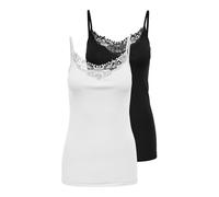 ONLY Kira Lace Singlet 2 Pack Canottiera Donna, Nero (Black/White), 36