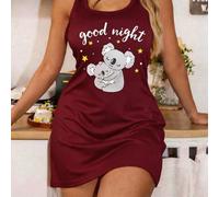 Canottiera da notte da donna Koala Goodnight, in tessuto di maglia di poliestere, abito corto alla moda per la casa, morbido, confortevole e delicato sulla pelle L,M,S,XLAnimale,Fumetto,LettereTessuto