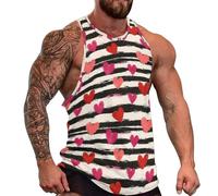 Canottiera da uomo, a righe bianche e nere, senza maniche, per allenamento, corsa, palestra, Stile-21, XXL