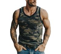 Canottiera da uomo casual a righe a blocchi di colore camicie senza maniche estive girocollo allenamento muscolare gilet basic, Z03-mimetico, 6XL