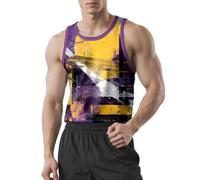 Canottiera da uomo con grafica, stampa geometrica viola e oro, per allenamento, abbigliamento estivo alla moda, Motivo lettera viola-oro, L