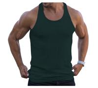 Canottiera Da Uomo con Motivo A Righe, Tinta Unita, Canottiera con Retro A Vogatore, Girocollo,