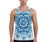 Canottiera da uomo con stampa divertente 3D, estiva, casual, in poliestere, per palestra, allenamento, bodybuilding, Mandala Blu 14, L