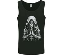 Canottiera da uomo con teschio demoniaco che prega il male, Nero , S