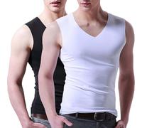 Canottiera da uomo, confezione da 2 pezzi, comoda, traspirante, casual, senza maniche, morbida, estiva, ad asciugatura rapida, funzionale, Blu scuro, L