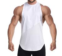 Canottiera da uomo Multipack da uomo, traspirante, classica, casual, ad asciugatura rapida, elastica e traspirante, per bodybuilding, senza maniche, estiva, bianco, L