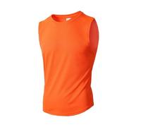 Canottiera da uomo, senza maniche, con scollo rotondo, palestra, sport, fitness, estate, uomo, ascelle, a maniche corte, attiva, running, basic, Colore: arancione., XXL
