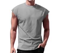 Canottiera da uomo senza maniche, per palestra, bodybuilding, fitness, allenamento, con materiale elasticizzato traspirante, funzione traspirante per esercizi intensivi e attività ricreative, grigio