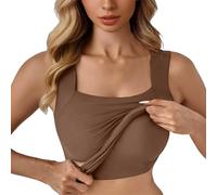 Canottiera Donna con Reggiseno Incorporato,Canotta Spalla Larga e Stretta Intimo Elegante Estive Slim Fit Tank Top Senza Maniche Canottiera Sportiva con Scollo Quadrato Basic Aderente Sottogiacca Moda