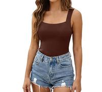 Canottiera Donna con Reggiseno Incorporato,Canotta Spalla Larga e Stretta Intimo Elegante Estive Slim Fit Tank Top Senza Maniche Canottiera Sportiva con Scollo Quadrato Basic Aderente Sottogiacca Moda