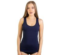 Canottiera Donna Cotone Elasticizzato Spalla Larga - Morbida, Elegante, Sottogiacca Donna Estivo | Canotta Intimo o Esterno - XS a XL (IT, Testo, M, Regular, Regular, Blu)