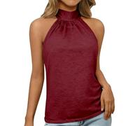 Canottiera Donna Cotone Elegante Canotta Estivi con Scollo all'Americana Moda Camicia Senza Maniche Curvy Leggero Base Tank Top Tinta Unita Comoda Tops Party Club Cocktail Vest